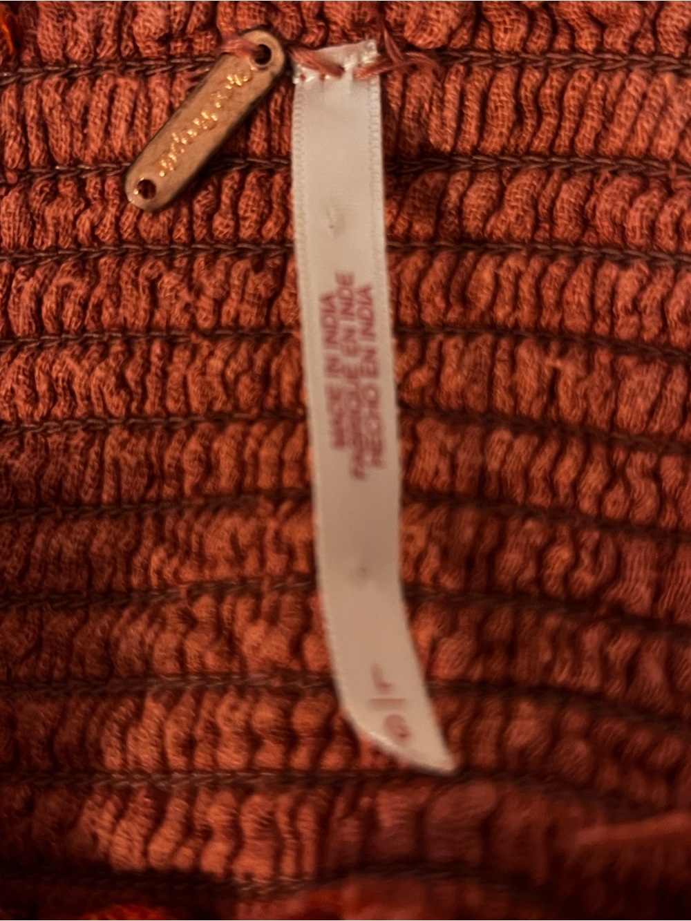 Free People Linda Jo Midi Dress Gauze Embroidered Button Front Rust L - Picture 13 of 15